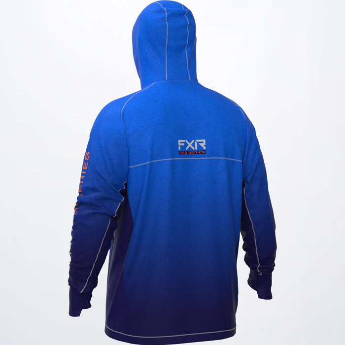 M Tournament Pro Hybrid UPF PO Hoodie - XL - Blu Fd Hthr/Org