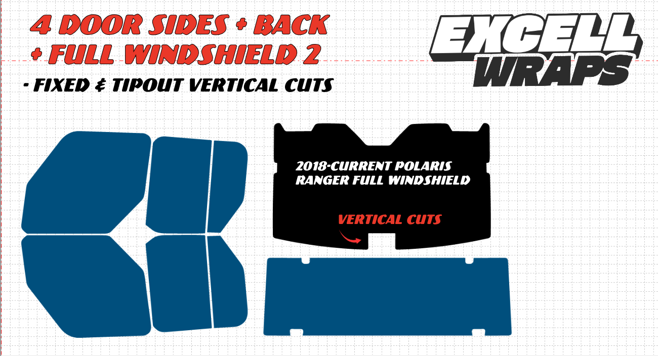 Pre Cut Tint - Polaris Ranger XP 1000 Crew Cab (2018-Current)